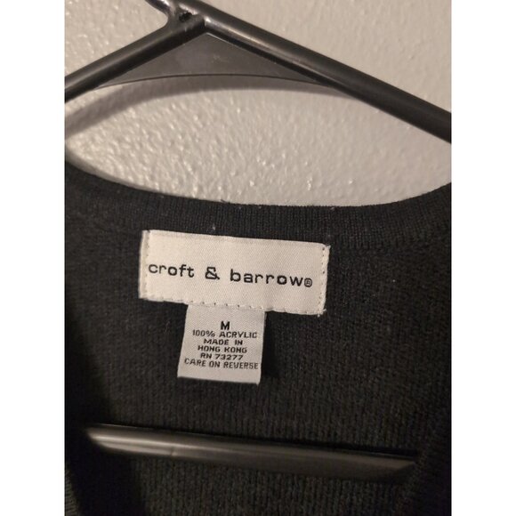 Croft & Barrow Vintage Ugly Christmas Black Vest Womans Size M Snowman Family - Picture 4 of 8